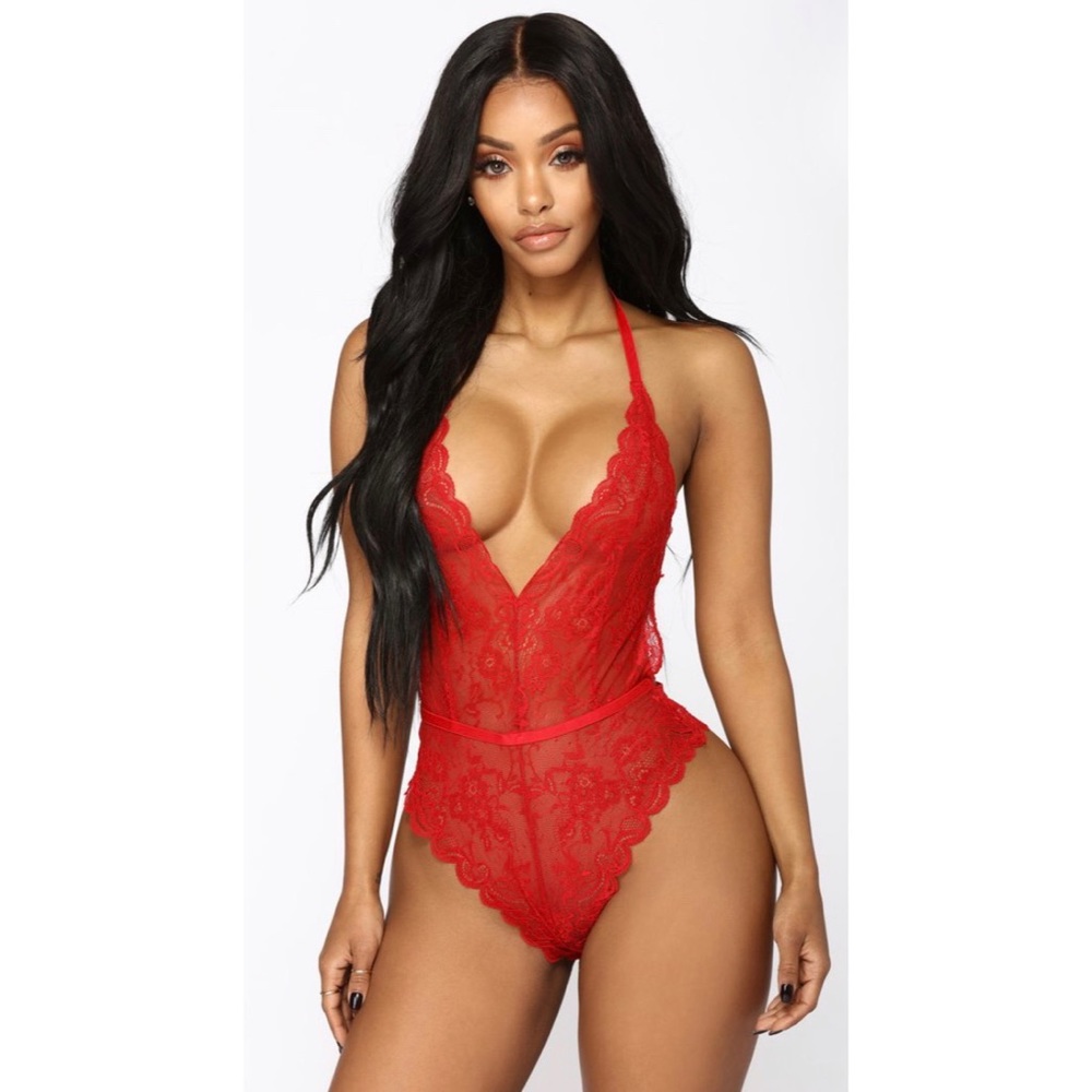 Red lace teddy bodysuit/lingerie (Size M/L)